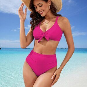 BNWT Hot pink high waisted bikini size small